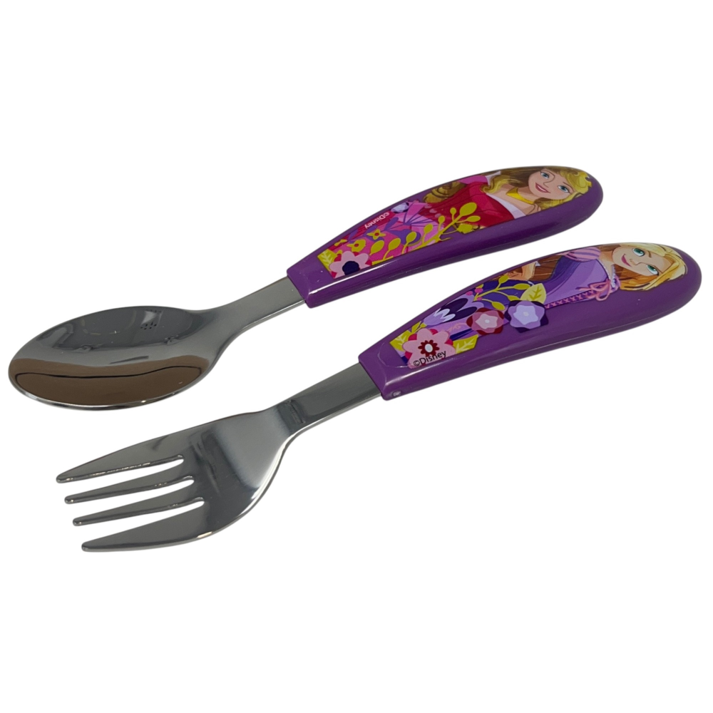 Posate Principesse DISNEY Forchetta e Cucchiaio in Acciaio Inox Manico Ergonomico- St82018