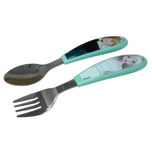 Posate Frozen DISNEY Forchetta e Cucchiaio in Acciaio Inox Manico Ergonomico- St81018