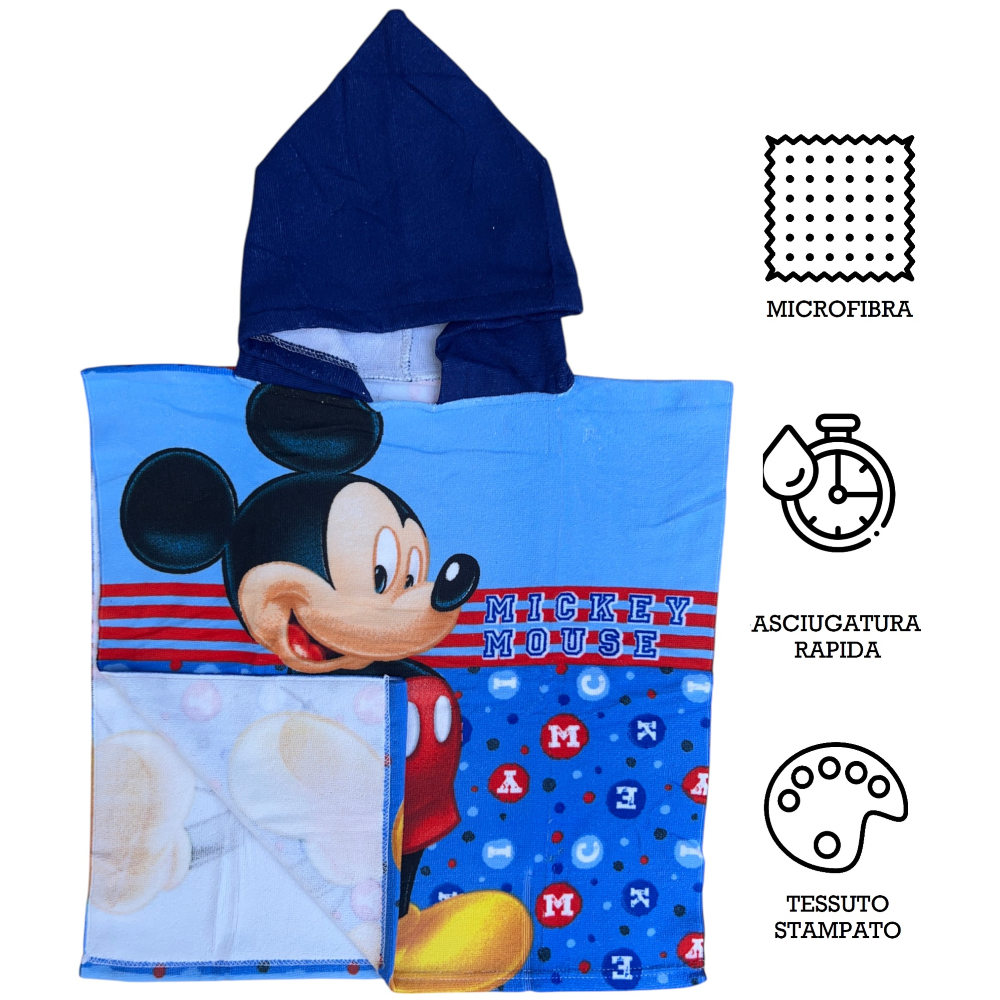 Poncho Mare Topolino DISNEY 100 X 50 CM Accappatoio per Bambini 100% Pl - Mic36-5185