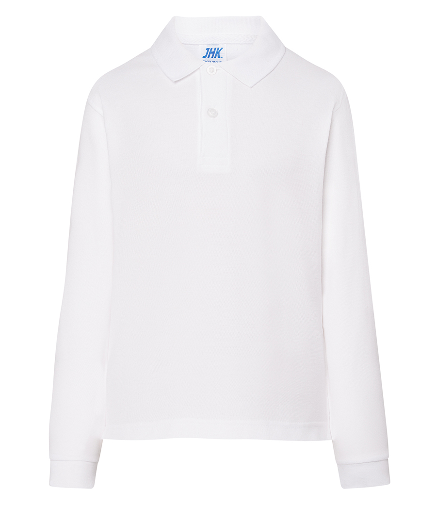Polo T-Shirt Maglietta Divisa Scolastica Bianca Manica Lunga Taglie da 1 a 14 Anni