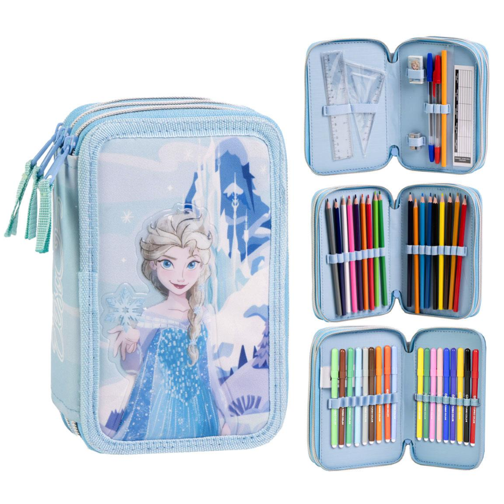 Astuccio Scuola Frozen DISNEY Multiscomparto 3 Zip Portacolori Giotto - 1688