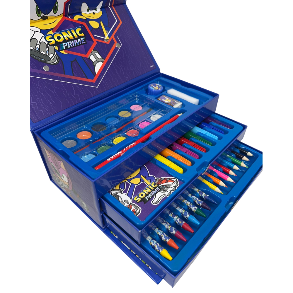 Colori Sonic Prime 52 Pezzi Kit Pennarelli Acquerelli e Pastelli Scatola con Cassetti - 2871