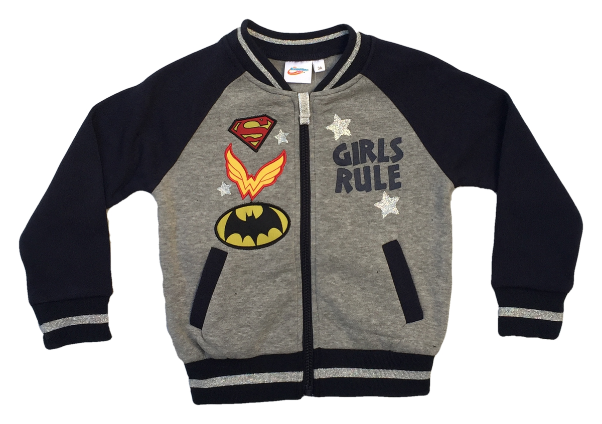 Felpa con Zip Superman Super Girl Sun City Taglie 3/8 Anni - Rh1393grigio