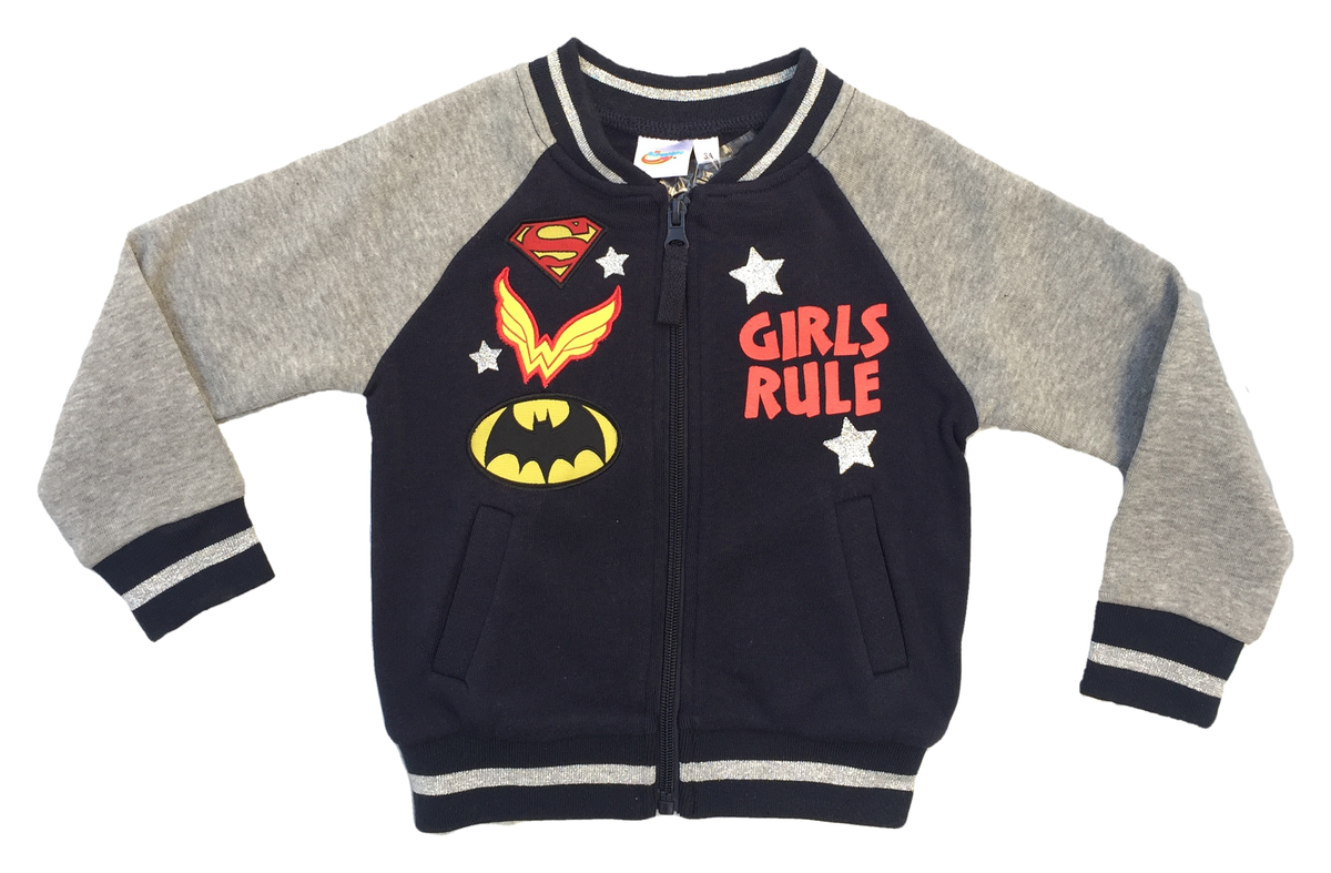 Felpa con Zip Superman Super Girl Sun City Taglie 3/8 Anni - Rh1393blu