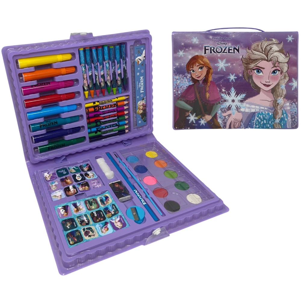 Valigetta 65 Pezzi Frozen DISNEY Scatola Colori Cancelleria Stickers per Bambini - 1221