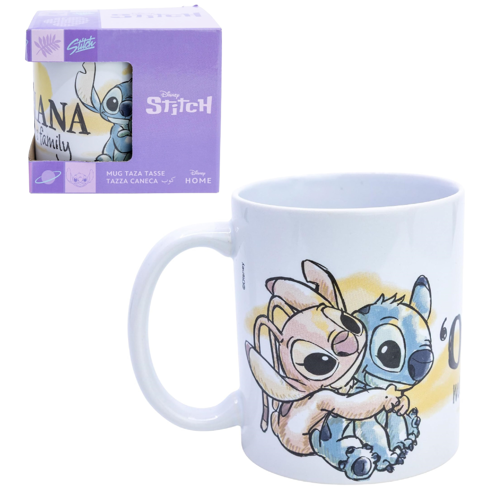 Tazza in Ceramica Stitch e Angel DISNEY Ohana Modello Mug 325 Ml in Confezione - 83073