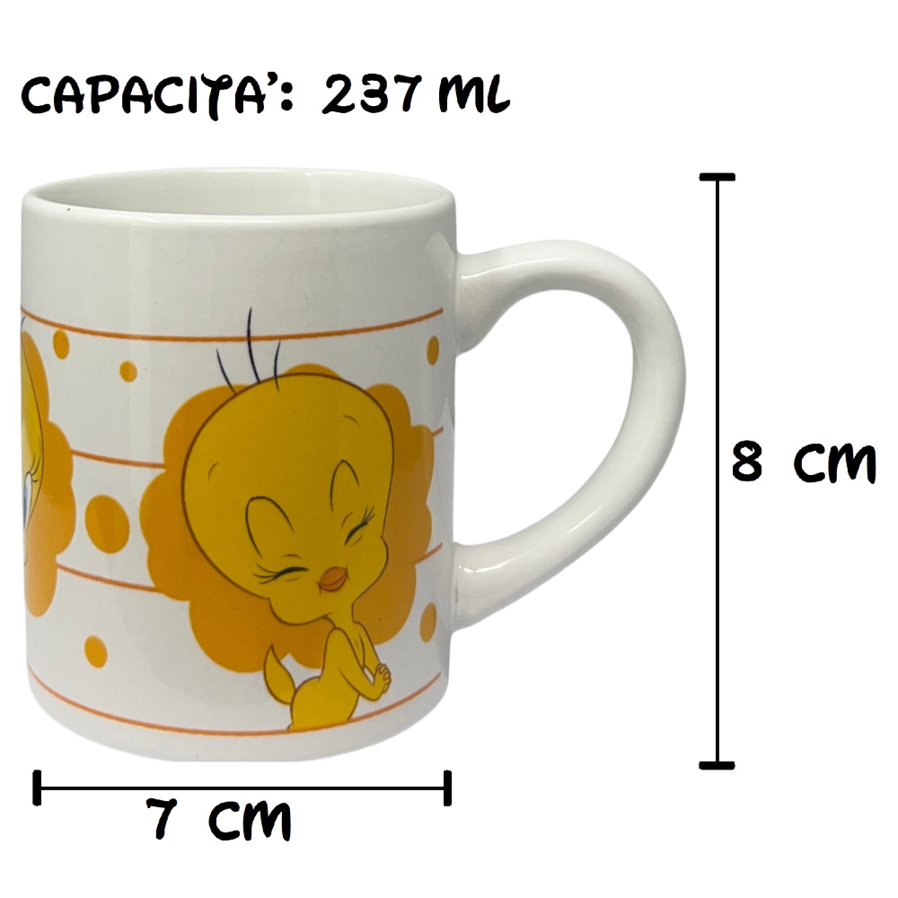 Tazza in Ceramica Titti Looney Tunes Modello Mug 237 Ml in Confezione per Bambini - 83059