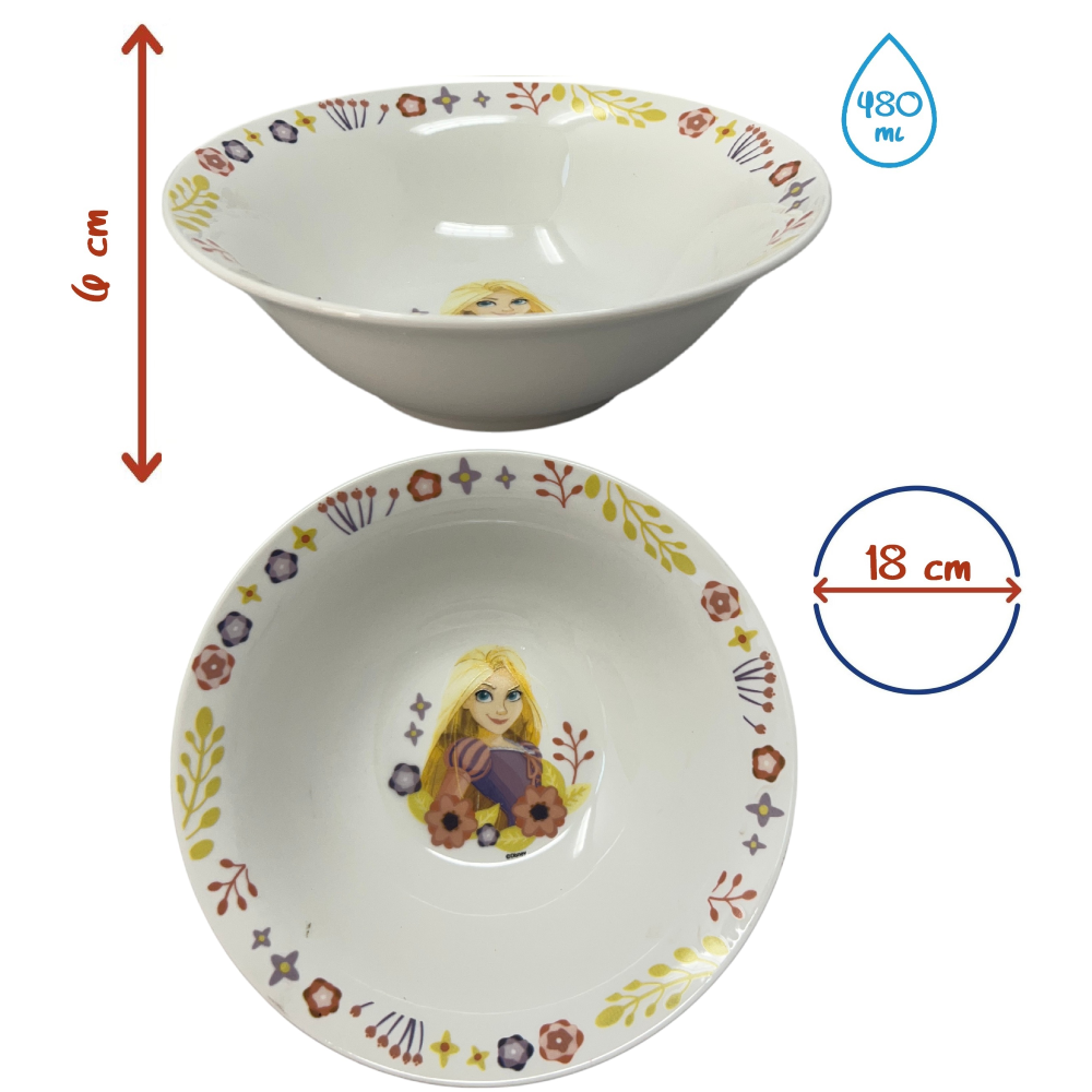Set 3 Pezzi in Ceramica Principesse DISNEY Tazza Ciotola Piatto Stoviglie per Bambini in Confezione - 83053