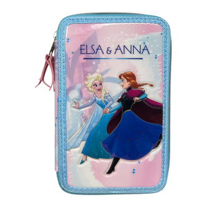 Astuccio Scuola 3d Frozen DISNEY Elsa Anna Multiscomparto 3 Zip Pastelli Fila Pennarelli Giotto - Fr0632