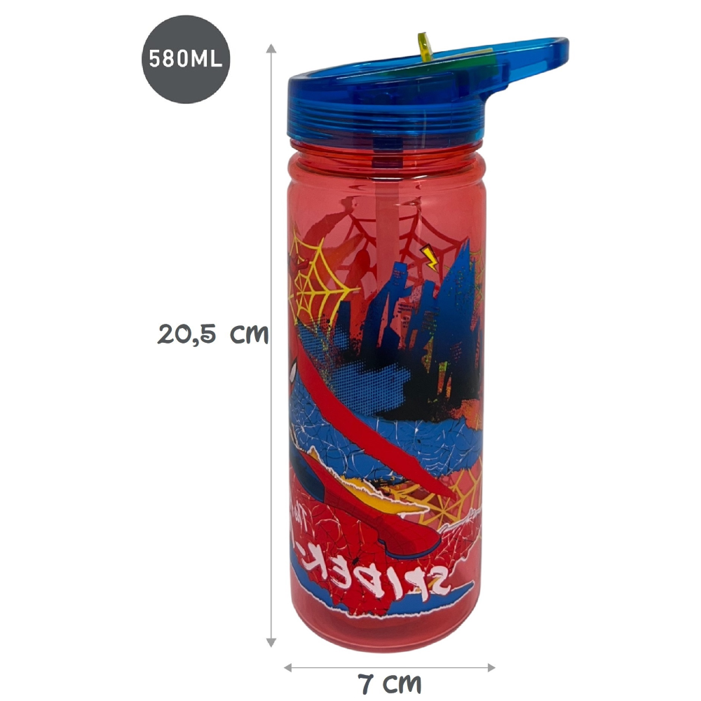 Borraccia Ecozen Spiderman MARVEL in Tritan Bottiglia con Beccuccio Ripiegabile 580 Ml -83213