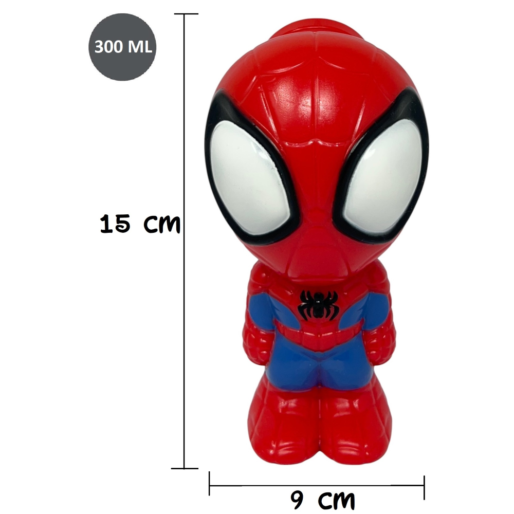 Borraccia Spiderman MARVEL Personaggio 3d Bottiglia 300 Ml in Plastica Riutilizzabile Beccuccio Ripiegabile -83205