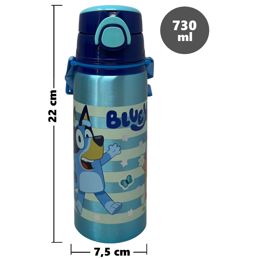 Borraccia in Alluminio Bluey e Bingo Bottiglia 730 Ml con Apertura Pop-Up e Tracolla - 83189