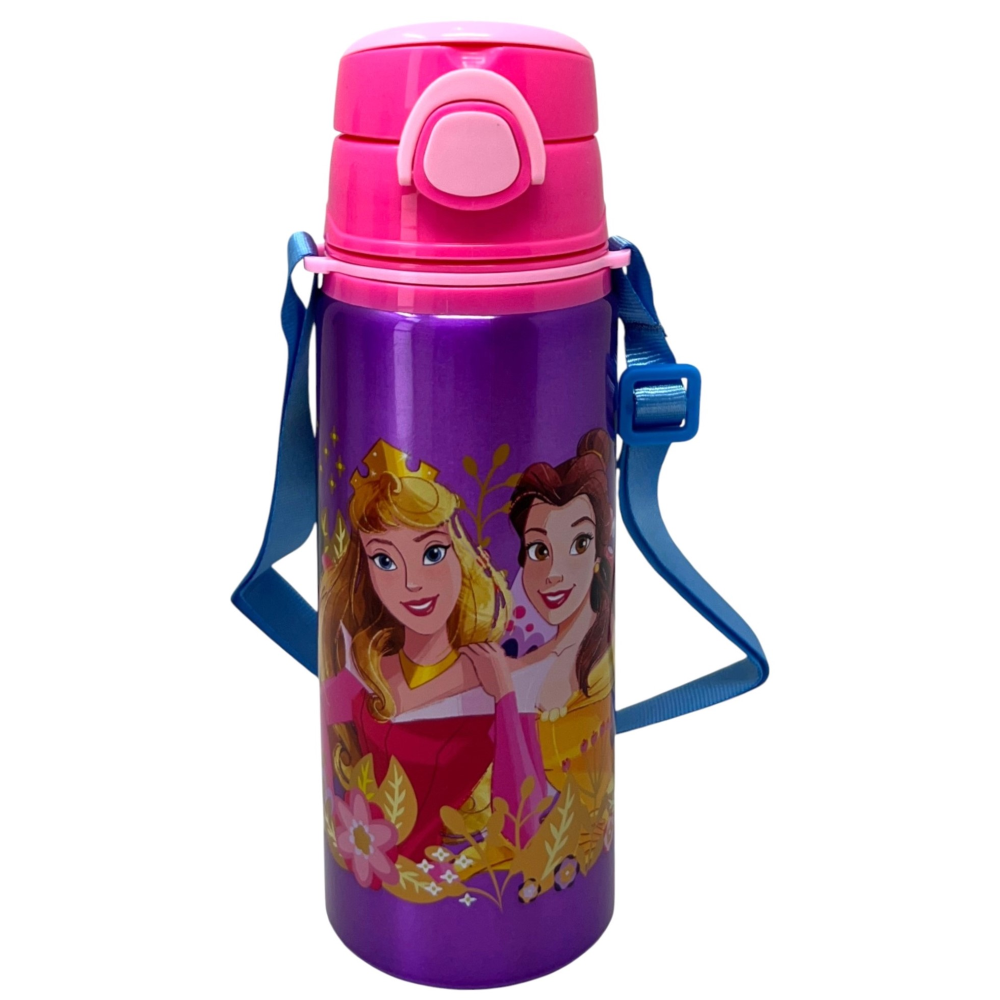 Borraccia in Alluminio Principesse DISNEY Bottiglia 730 Ml con Apertura Pop-Up e Tracolla - 83195