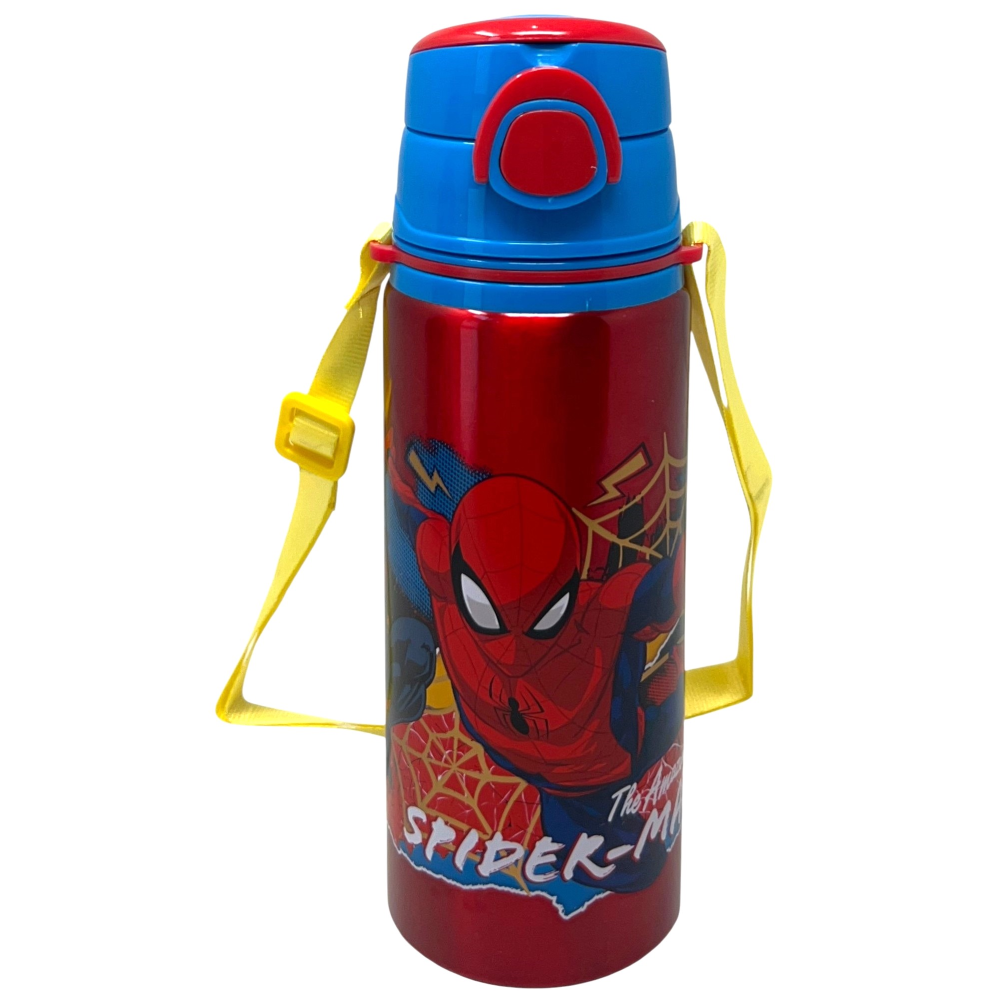 Borraccia in Alluminio Spiderman MARVEL Bottiglia 730 Ml con Apertura Pop-Up e Tracolla - 83197
