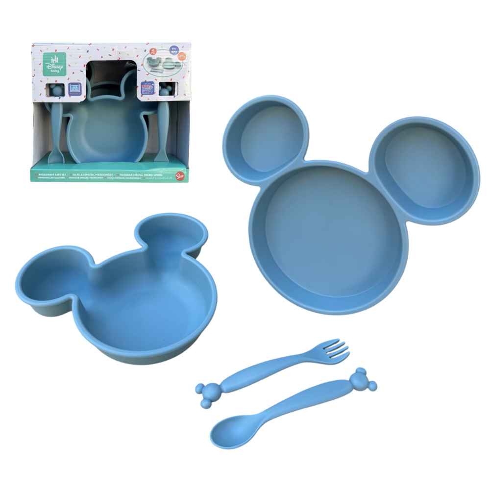 Set Pappa Topolino DISNEY Sagomato 4 Pezzi Stoviglie in Pp Riutilizzabile Adatto Al Microonde - 83200