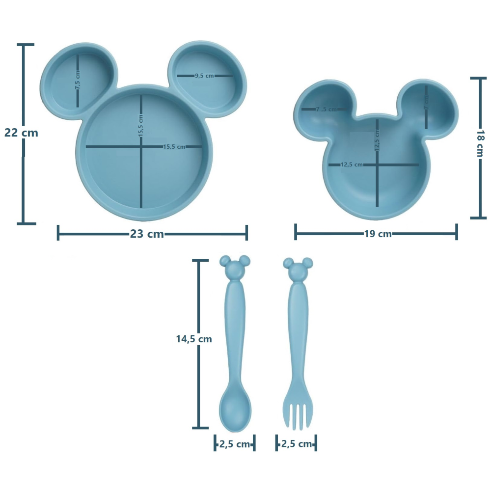 Set Pappa Topolino DISNEY Sagomato 4 Pezzi Stoviglie in Pp Riutilizzabile Adatto Al Microonde - 83200