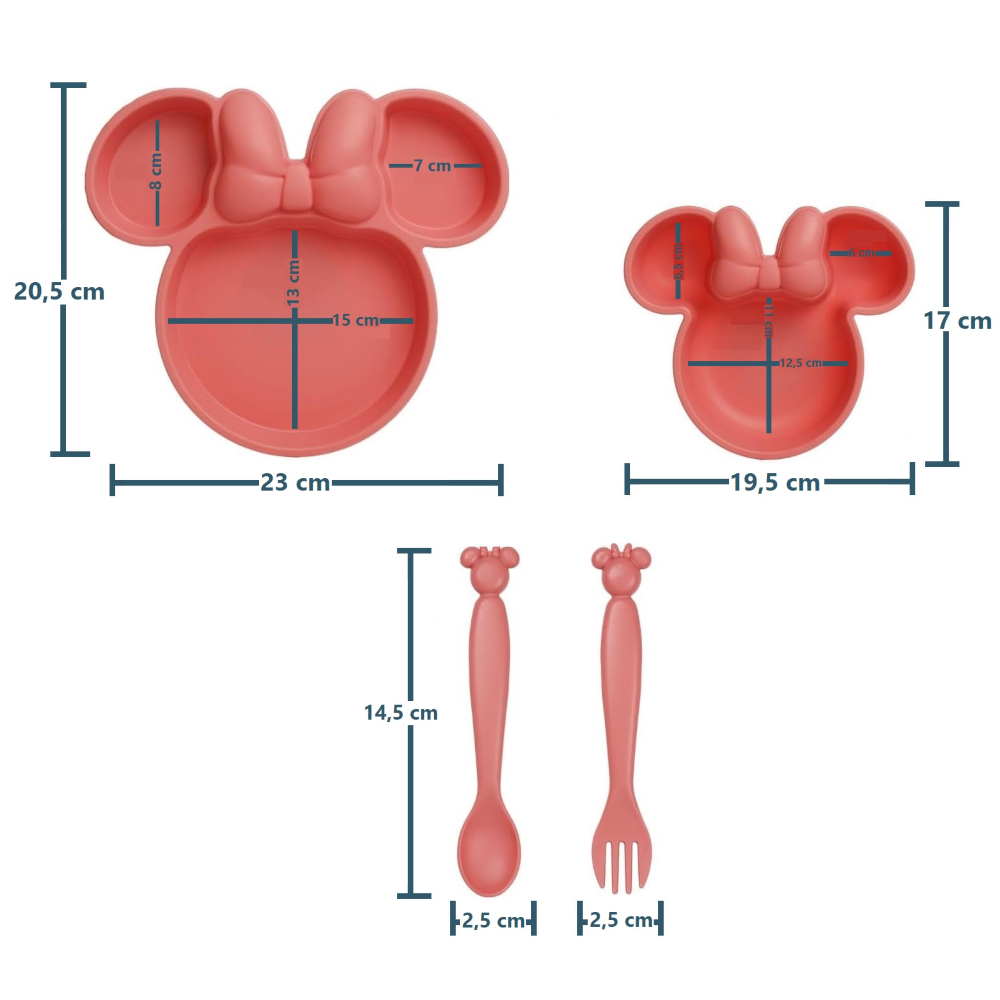 Set Pappa Minnie Mouse DISNEY Sagomato 4 Pezzi Stoviglie in Pp Riutilizzabile Adatto Al Microonde - 83201