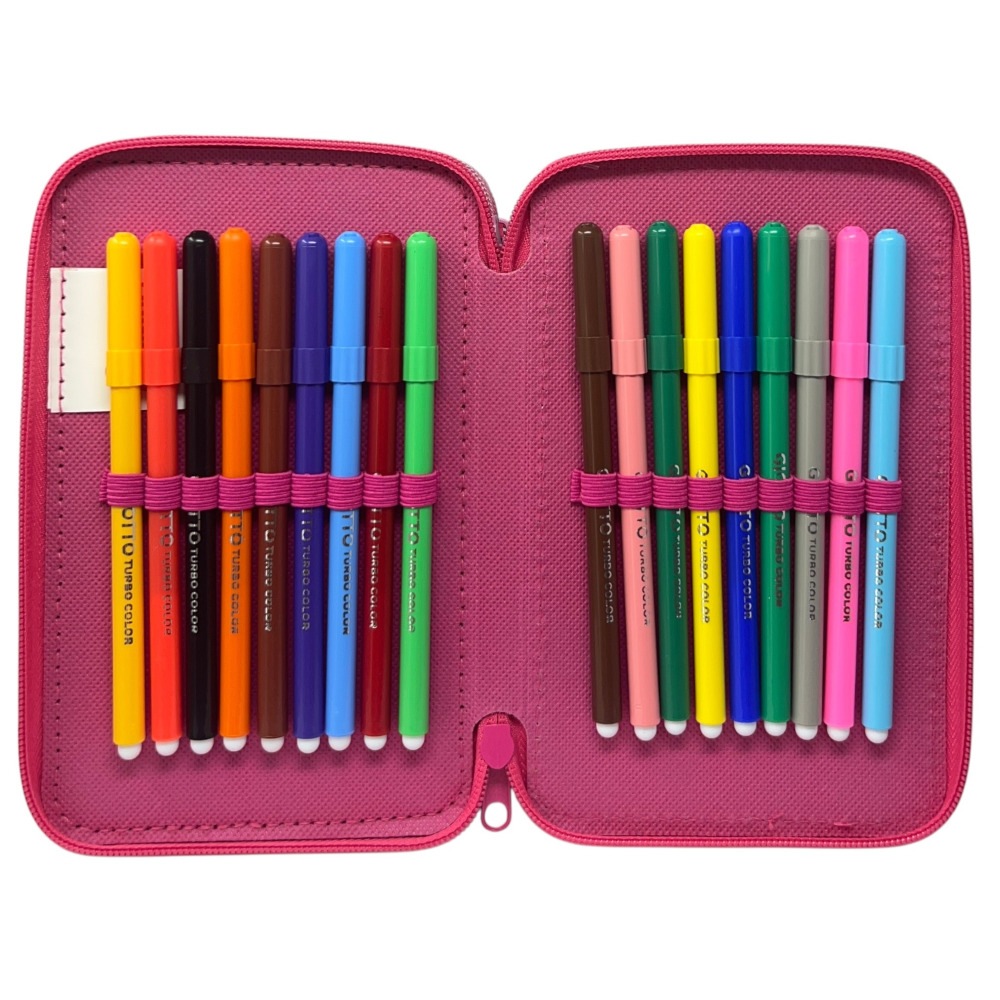 Astuccio 3 Zip Scuola Barbie Mattel Multiscomparto Portacolori Giotto - 1004e4224