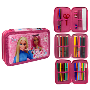 Astuccio 3 Zip Scuola Barbie Mattel Multiscomparto Portacolori Giotto - 1004e4224