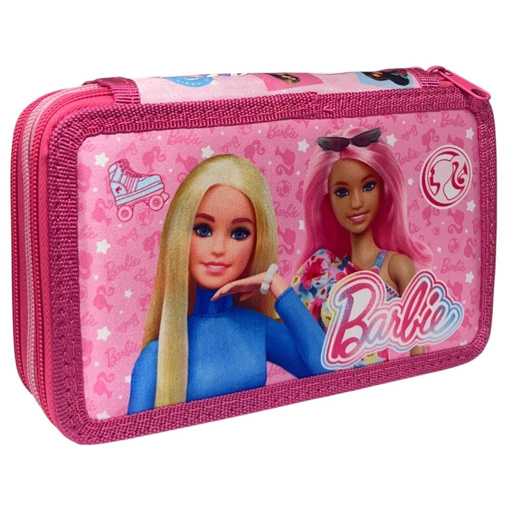 Astuccio 3 Zip Scuola Barbie Mattel Multiscomparto Portacolori Giotto - 1004e4224