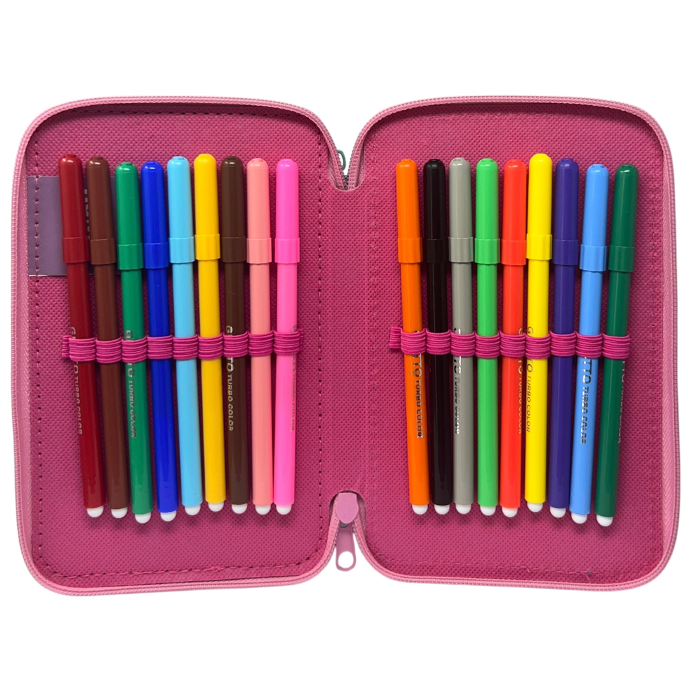 Astuccio 3 Zip Scuola Stitch e Angel DISNEY Multiscomparto Portacolori Giotto - 564801