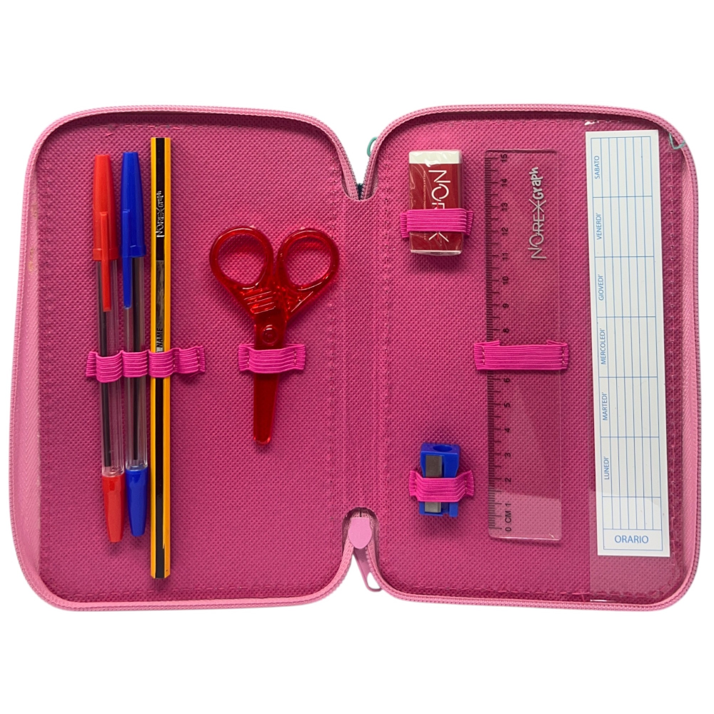 Astuccio 3 Zip Scuola Stitch e Angel DISNEY Multiscomparto Portacolori Giotto - 564801