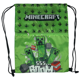 Sacca Deluxe Minecraft con Chiusura a Coulisse Tasca Frontale Borsa Tempo Libero Palestra Cm. 45x34,5 - Mnc36-0897