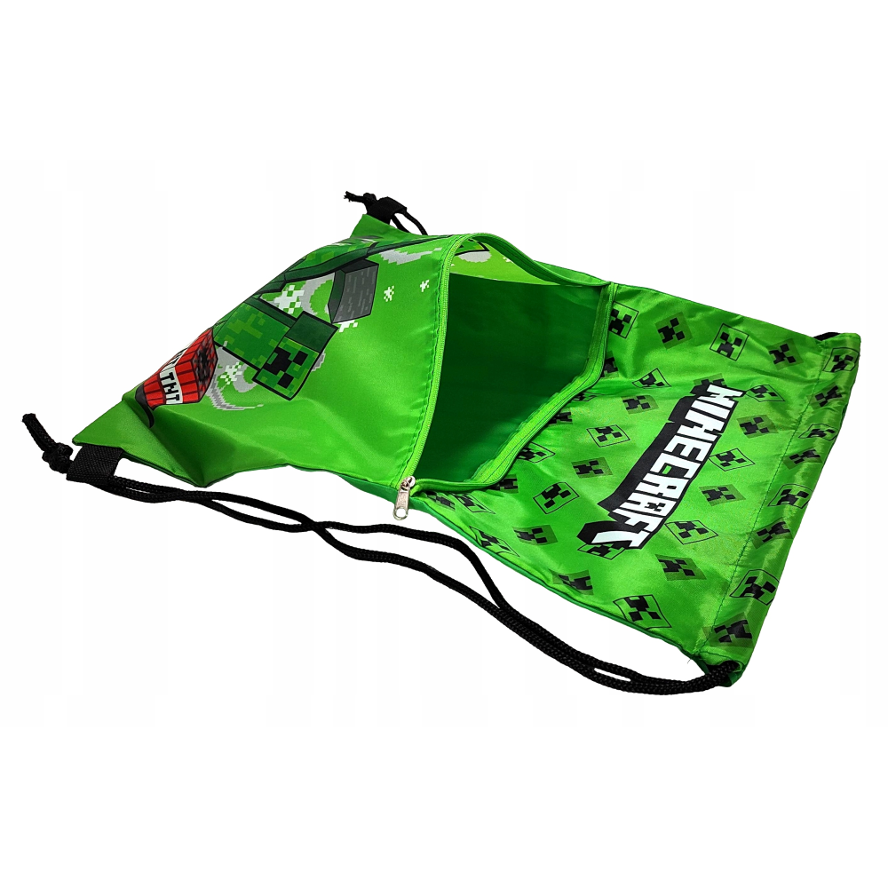 Sacca Deluxe Minecraft con Chiusura a Coulisse Tasca Frontale Borsa Tempo Libero Palestra Cm. 45x34,5 - Mnc36-0897