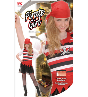 Vestito Carnevale + Accessori Piratessa Vestito Pistola Calze 8/10 Anni Travestimento - 5853+4750r+04859