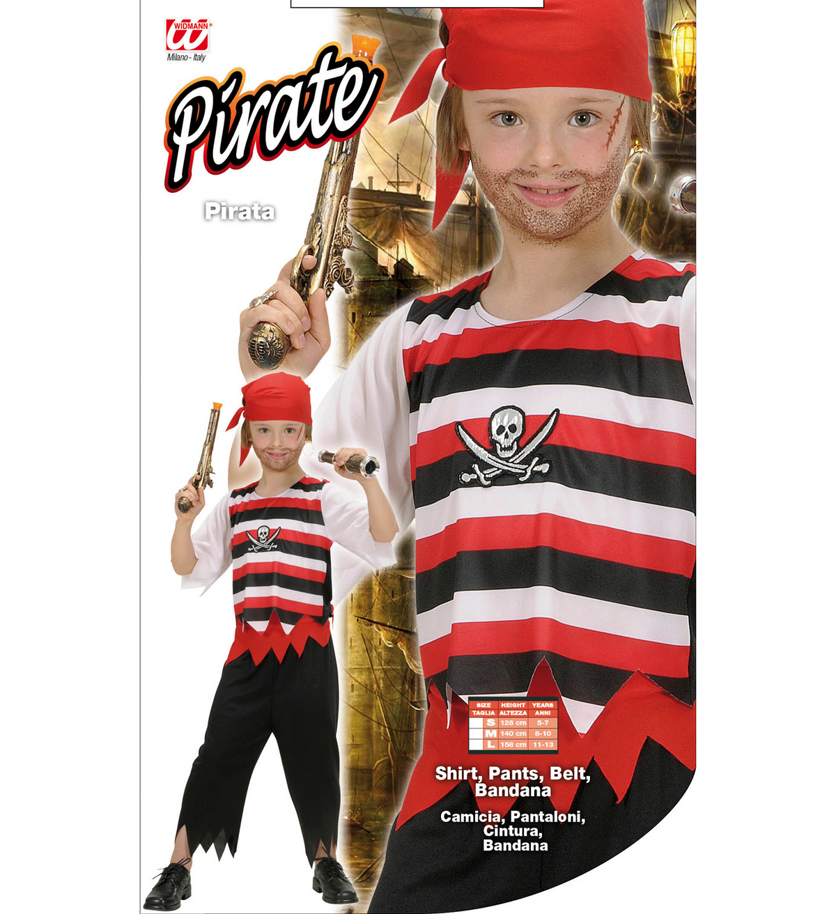 Costume Vestito Abito Travestimento Carnevale Halloween Bambino Pirata - 5854