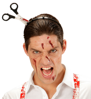 Forbici Insanguinate in Testa Accessori per Abito Vestito Travestimento Carnevale Halloween