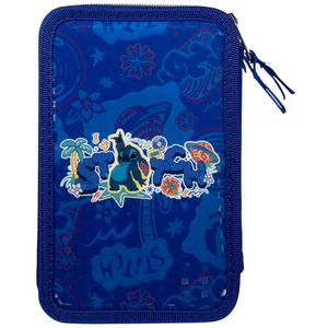 Astuccio Scuola Stitch Multiscomparto 3 Zip Penna Papermate Pennarelli Giotto - Lst1192-B