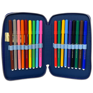 Astuccio Scuola Stitch Multiscomparto 3 Zip Penna Papermate Pennarelli Giotto - Lst1192-B