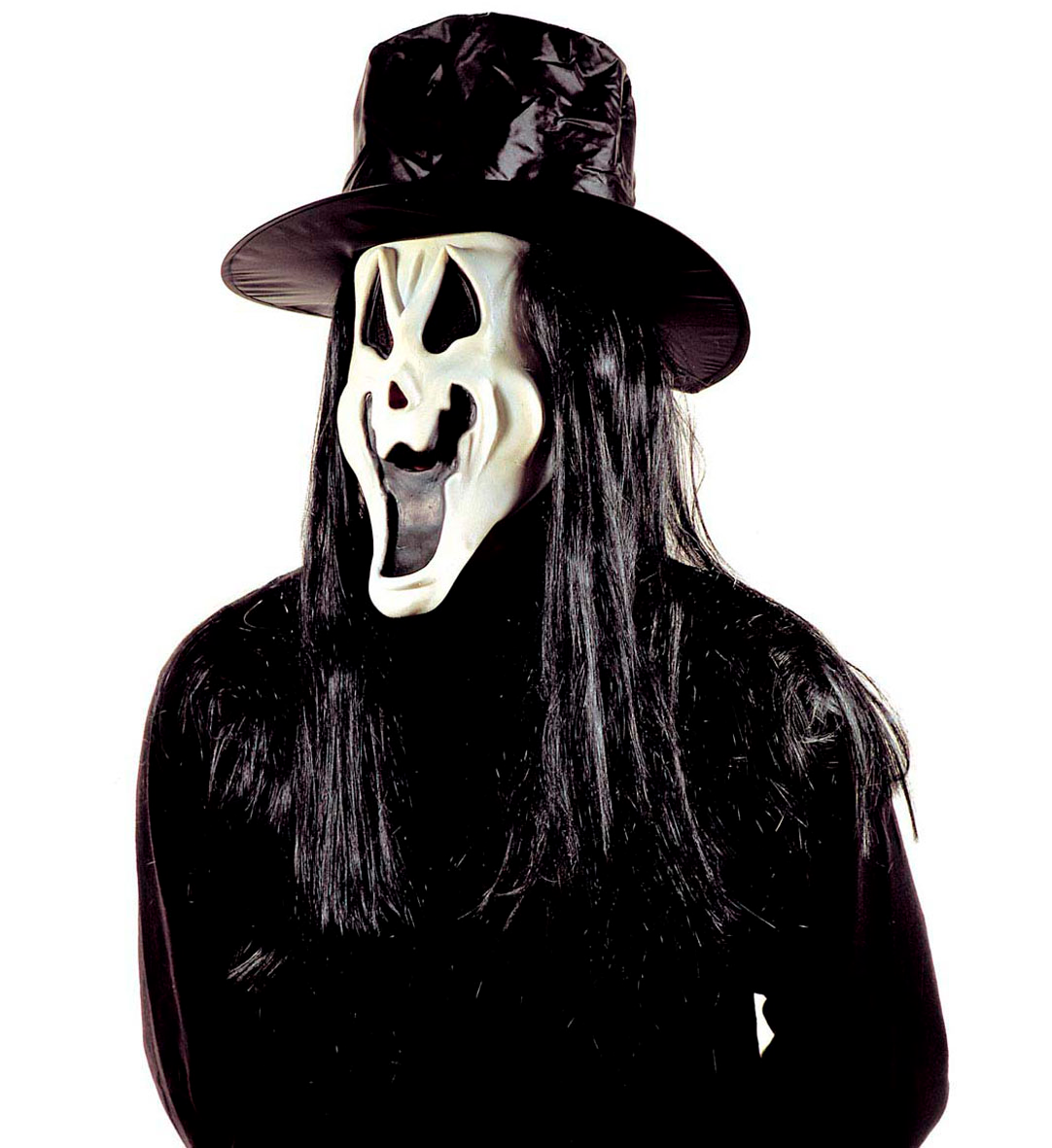 Maschera Mr.ghost Fosforescente con Cappello e Capelli Vari Modelli Accessori Vestito Carnevale Halloween Bambino