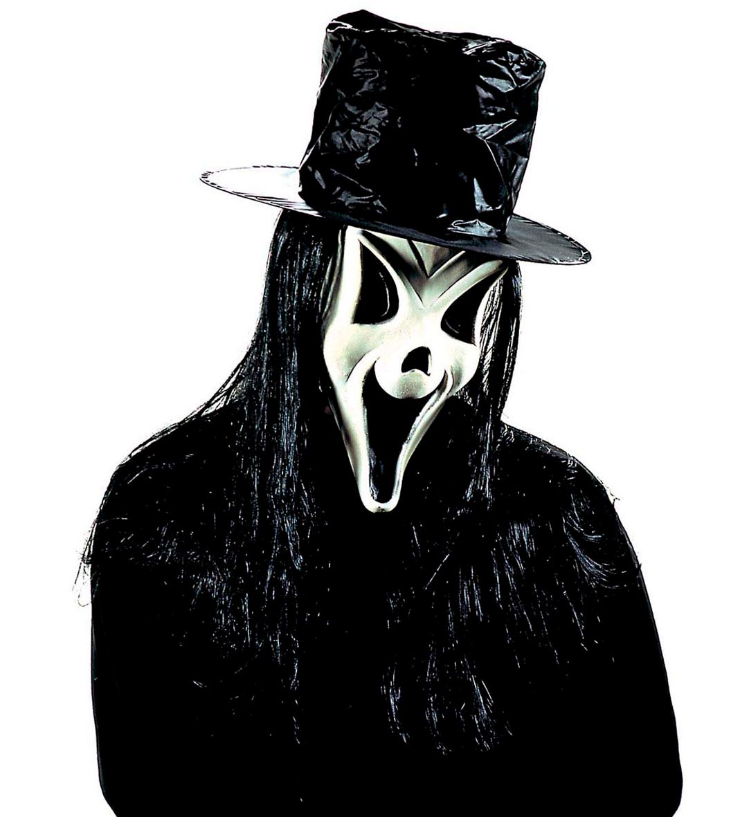 Maschera Mr.ghost Fosforescente con Cappello e Capelli Vari Modelli Accessori Vestito Carnevale Halloween Bambino