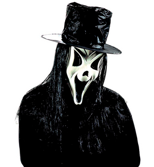 Maschera Mr.ghost Fosforescente con Cappello e Capelli Vari Modelli Accessori Vestito Carnevale Halloween Bambino