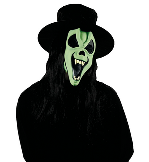 Maschera Mr.ghost Fosforescente con Cappello e Capelli Vari Modelli Accessori Vestito Carnevale Halloween Bambino