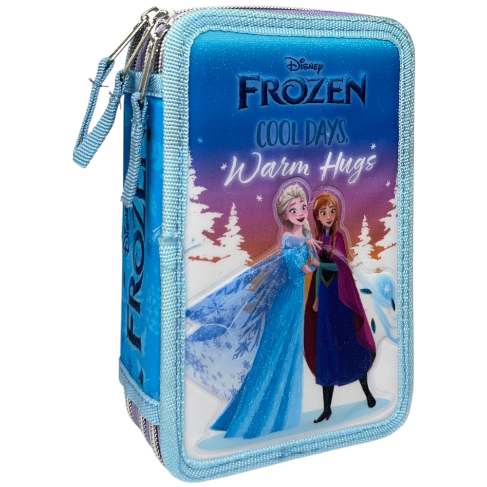 Astuccio Scuola Frozen DISNEY Multiscomparto 3 Zip Penna Papermate Pennarelli Giotto - Fr1192