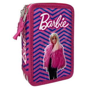 Astuccio Scuola Barbie Multiscomparto 3 Zip Penna Papermate Pennarelli Giotto - 690709