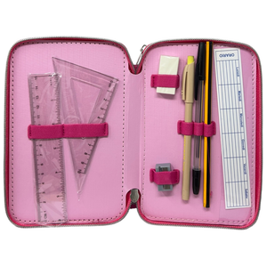 Astuccio Scuola Barbie Multiscomparto 3 Zip Penna Papermate Pennarelli Giotto - 690709