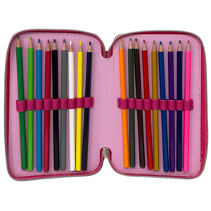 Astuccio Scuola Barbie Multiscomparto 3 Zip Penna Papermate Pennarelli Giotto - 690709