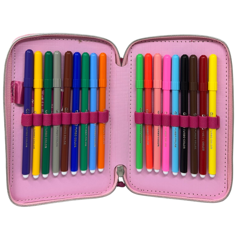 Astuccio Scuola Principesse DISNEY Multiscomparto 3 Zip Penna Papermate Pennarelli Giotto - Pr1192