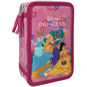 Astuccio Scuola Principesse DISNEY Multiscomparto 3 Zip Penna Papermate Pennarelli Giotto - Pr1192