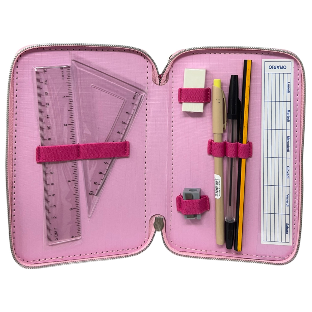 Astuccio Scuola Principesse DISNEY Multiscomparto 3 Zip Penna Papermate Pennarelli Giotto - Pr1192
