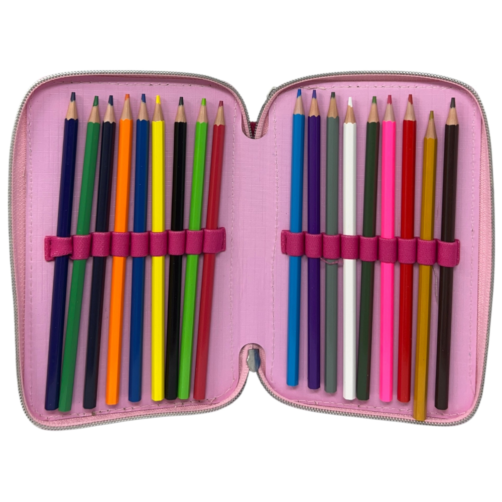Astuccio Scuola Principesse DISNEY Multiscomparto 3 Zip Penna Papermate Pennarelli Giotto - Pr1192