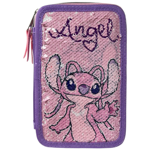 Astuccio Scuola Angel DISNEY Lilo & Stitch Multiscomparto 3 Zip Paillettes Reversibili Pennareli Giotto - Lst0996-G