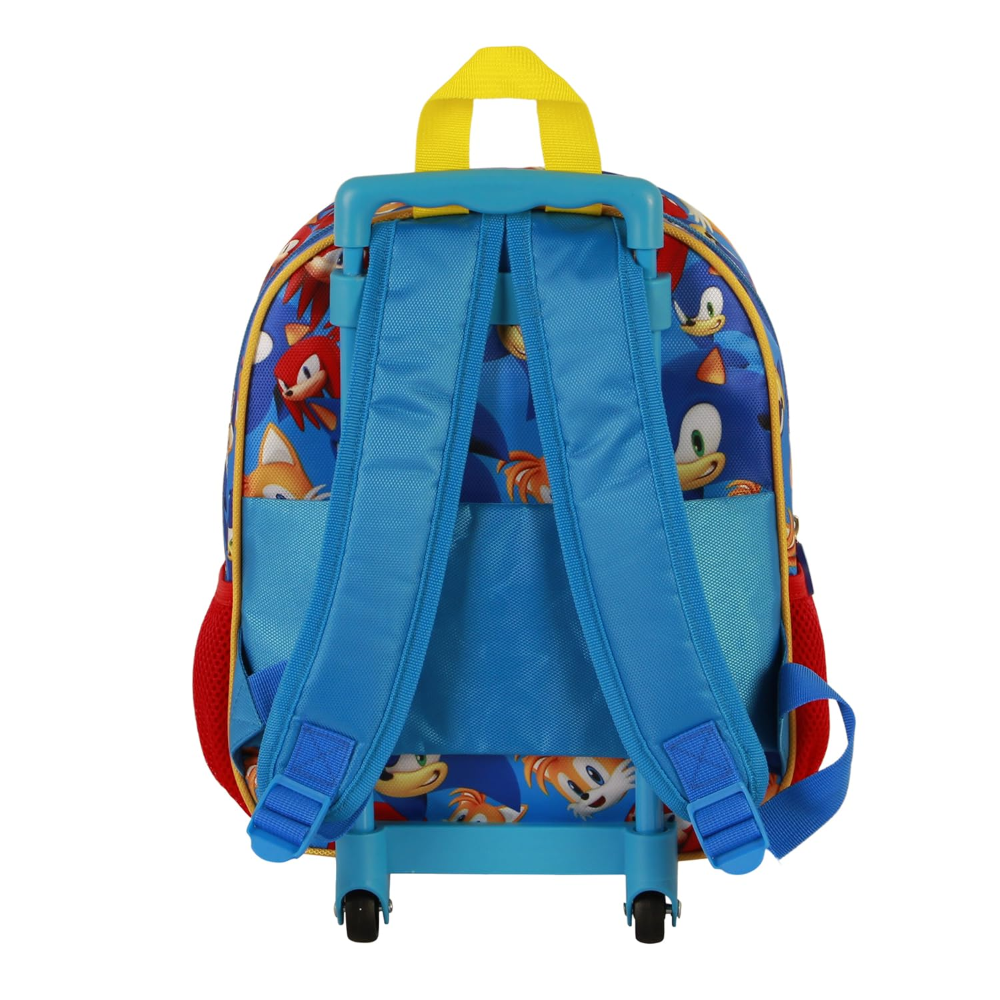 Zaino Asilo Trolley 3d Sonic Zainetto 34 CM con Carrello per Scuola Materna - 08502