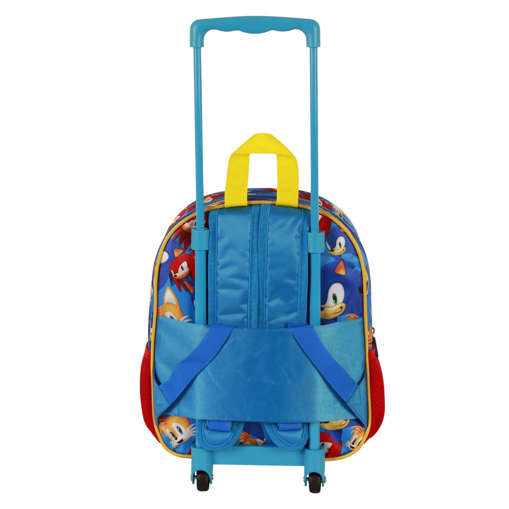 Zaino Asilo Trolley 3d Sonic Zainetto 34 CM con Carrello per Scuola Materna - 08502