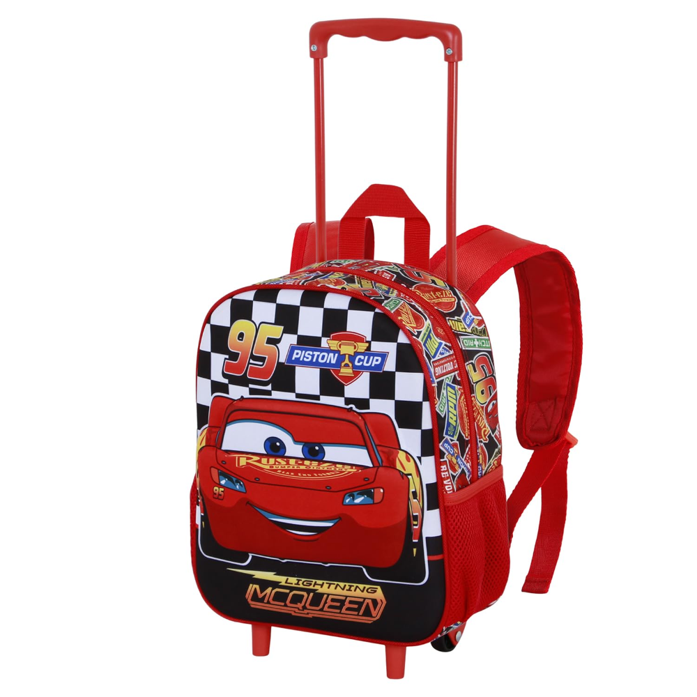 Zaino Asilo Trolley 3d Cars DISNEY Zainetto 34 CM con Carrello per Scuola Materna - 08202