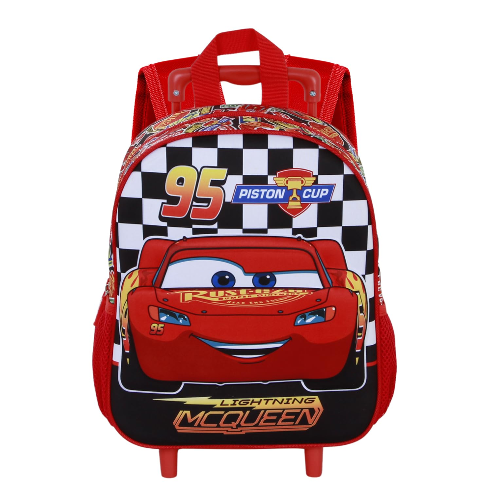 Zaino Asilo Trolley 3d Cars DISNEY Zainetto 34 CM con Carrello per Scuola Materna - 08202